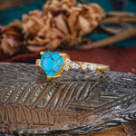 Heart Cut Turquoise Vintage Pave Shank Engagement Ring - Additional view