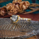 Heart Cut Black Rutilated Quartz Vintage Pave Shank Engagement Ring - Additional view