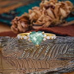 Heart Cut Moss Agate Vintage Pave Shank Engagement Ring - Additional view