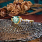 Heart Cut Moss Agate Vintage Pave Shank Engagement Ring - Additional view