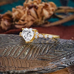 Heart Cut Lab Diamond Vintage Pave Shank Engagement Ring - Additional view