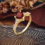 Heart Cut Garnet Vintage Pave Shank Engagement Ring - Additional view
