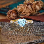 Heart Cut Aquamarine Vintage Pave Shank Engagement Ring - Additional view