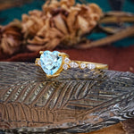 Heart Cut Aquamarine Vintage Pave Shank Engagement Ring - Additional view