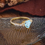 Heart Cut Aquamarine Vintage Pave Shank Engagement Ring - Additional view