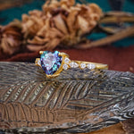 Heart Cut Alexandrite Vintage Pave Shank Engagement Ring - Additional view