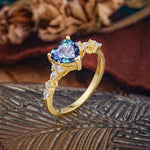 Heart Cut Alexandrite Vintage Pave Shank Engagement Ring - Additional view