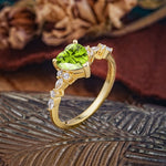 Heart Cut Peridot Vintage Pave Shank Engagement Ring - Additional view