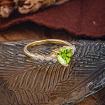 Heart Cut Peridot Vintage Pave Shank Engagement Ring - Additional view