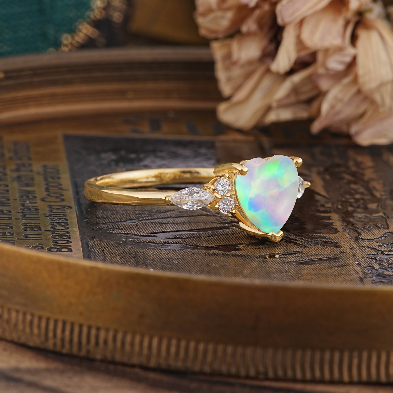 SR17025 Fire Opal Ring - Rose-Gold