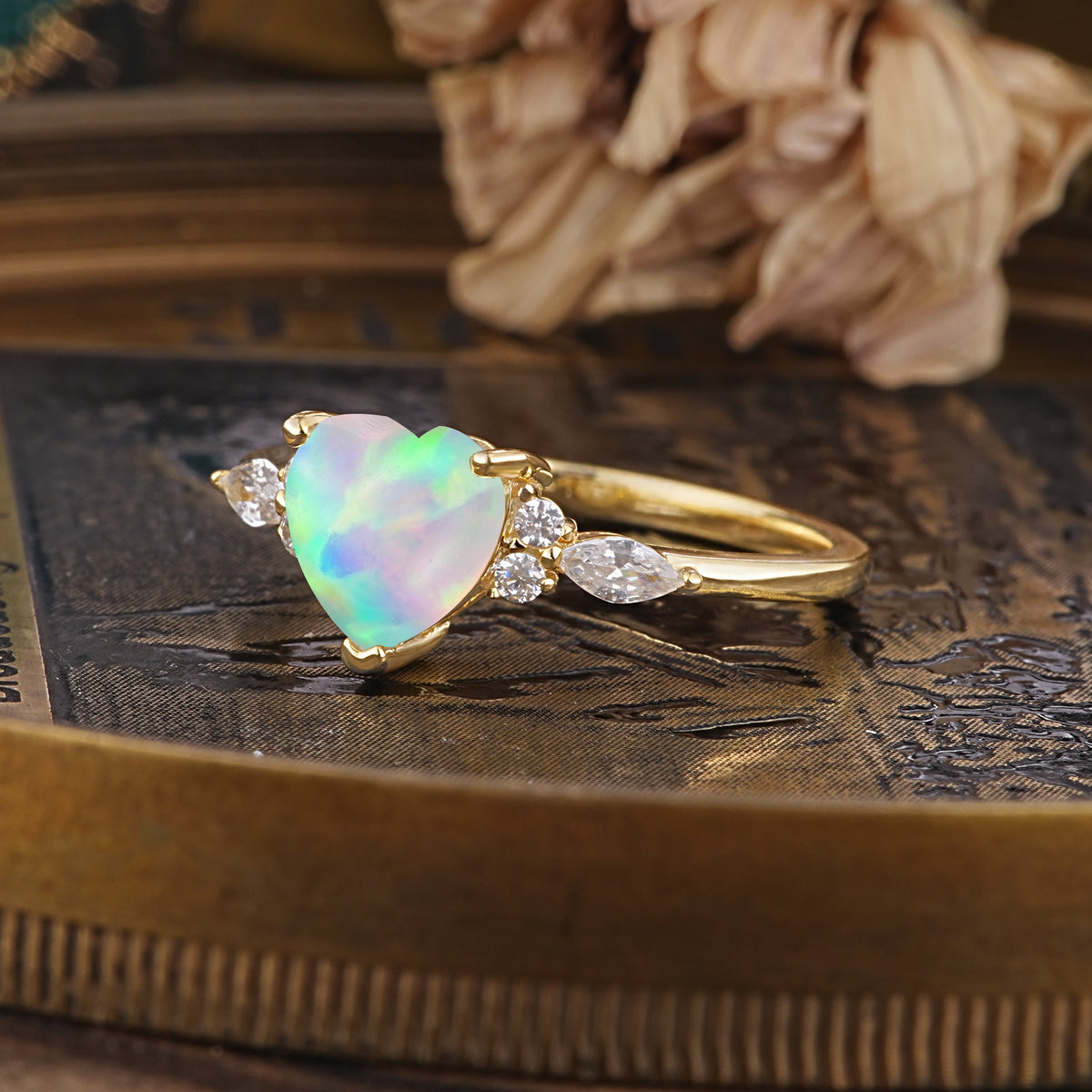 SR17025 Fire Opal Ring - White-Gold