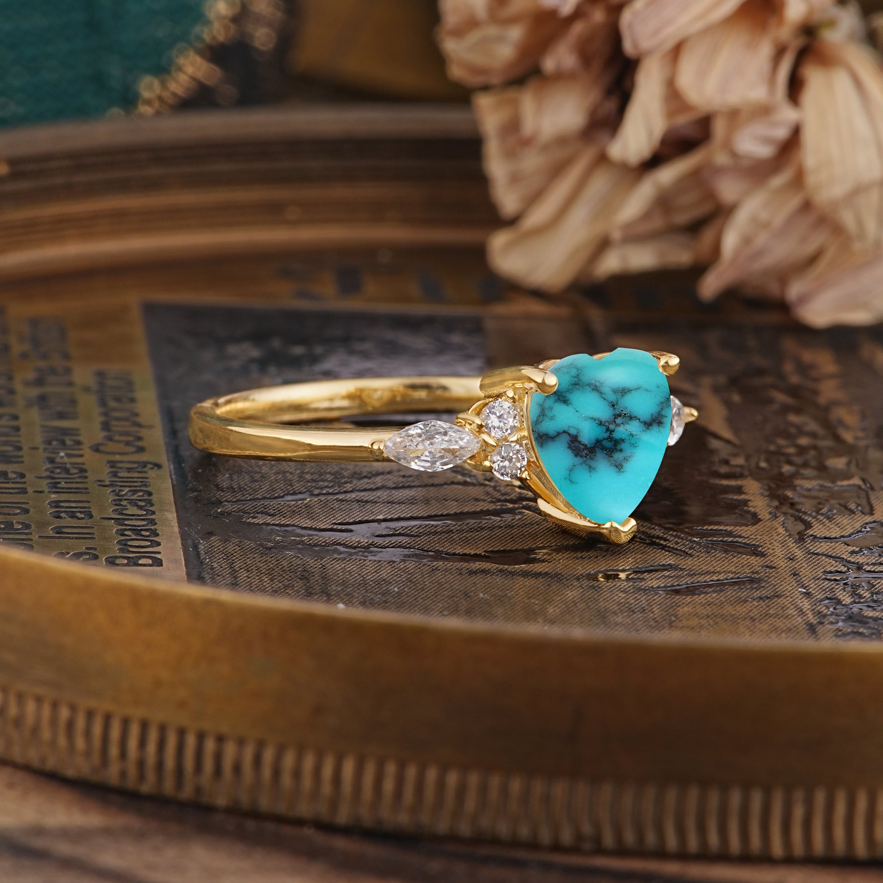 SR17025 Turquoise Ring - Rose-Gold