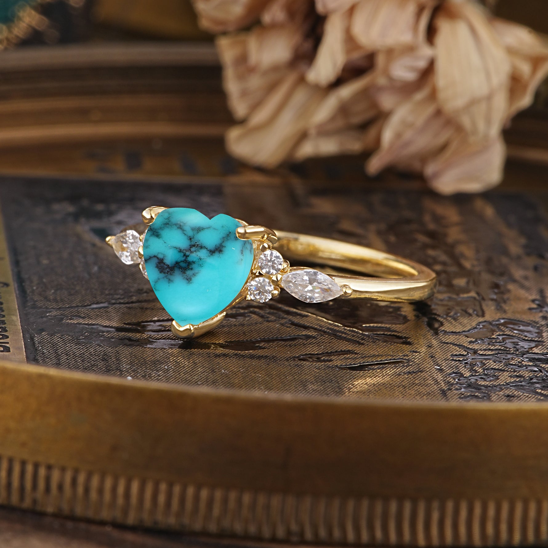 SR17025 Turquoise Ring - White-Gold