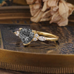 SR17025 Black Rutilated Quartz Ring - White-Gold