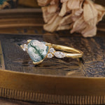 SR17025 Moss Agate Ring - White-Gold