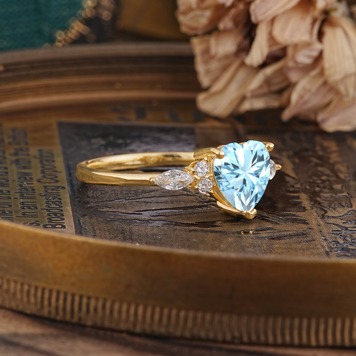 SR17025 Aquamarine Ring - Rose-Gold