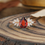 Vintage Floral Pear Cut Garnet Engagement Ring - Additional view
