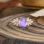 Vintage Floral Pear Cut Amethyst Engagement Ring - Additional view