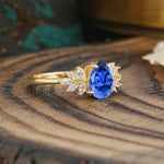Vintage Floral Pear Cut Sapphire Engagement Ring - Additional view