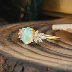 Vintage Floral Pear Cut Fire Opal Engagement Ring - Additional view