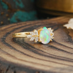 Vintage Floral Pear Cut Fire Opal Engagement Ring - Additional view