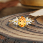 Vintage Floral Pear Cut Citrine Engagement Ring - Romalar Jewelry