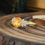 Vintage Floral Pear Cut Citrine Engagement Ring - Romalar Jewelry