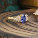 Vintage Floral Pear Cut Tanzanite Engagement Ring - Additional view