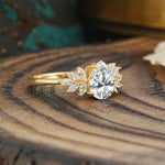 Vintage Floral Pear Cut Lab Diamond Engagement Ring - Additional view