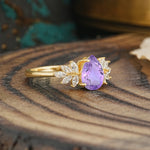 Vintage Floral Pear Cut Amethyst Engagement Ring - Additional view