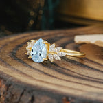 Vintage Floral Pear Cut Aquamarine Engagement Ring - Additional view