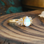 Vintage Floral Pear Cut Moonstone Engagement Ring - Additional view