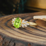 Vintage Floral Pear Cut Peridot Engagement Ring - Additional view
