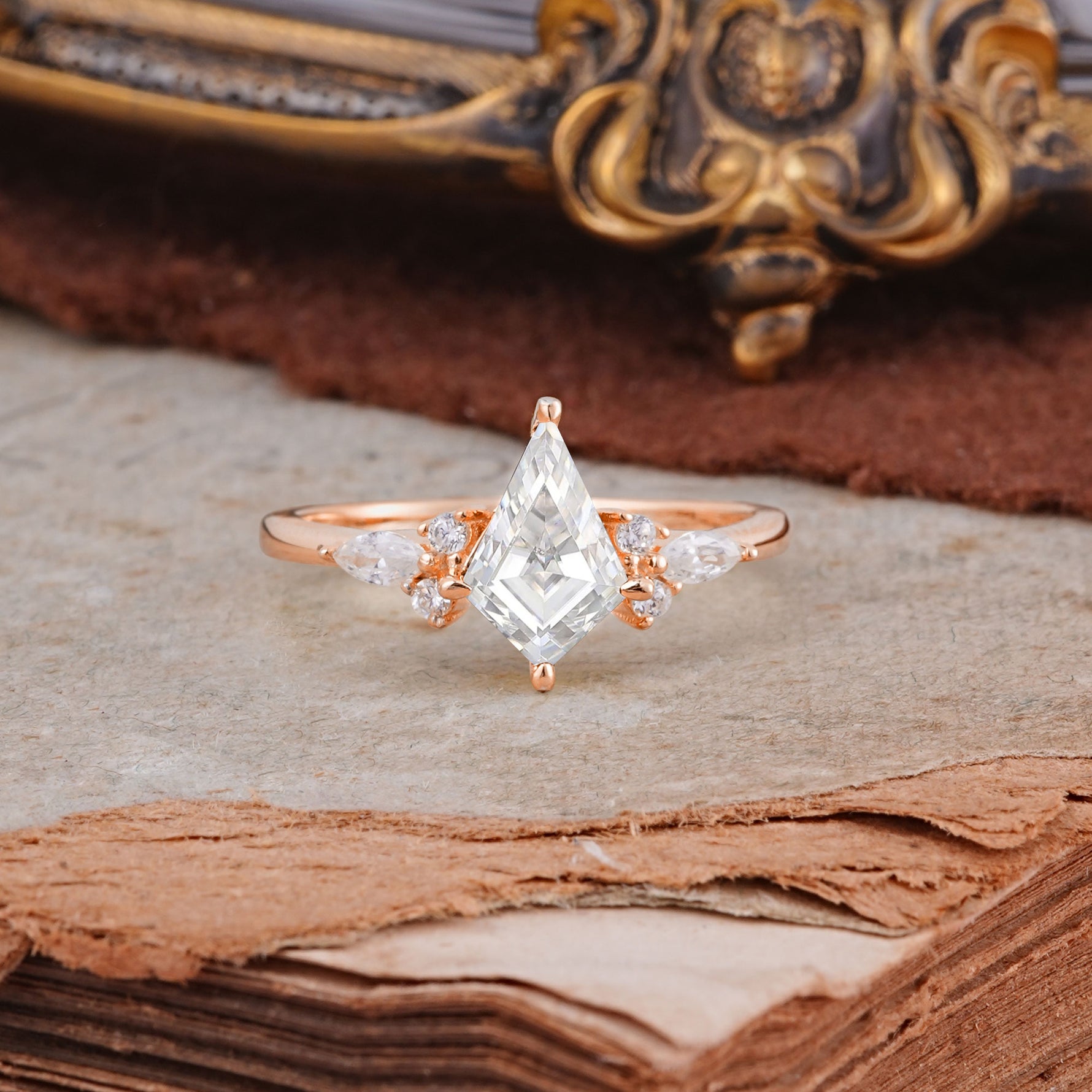 Classic 4 Prong Kite Cut Moissanite Engagement Ring - Additional view