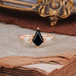 Classic 4 Prong Kite Cut Black Onyx Engagement Ring - Additional view