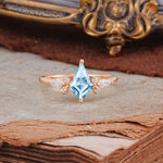 Classic 4 Prong Kite Cut Aquamarine Engagement Ring - Additional view