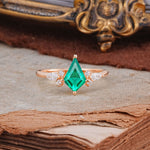 Classic 4 Prong Kite Cut Emerald Engagement Ring - Additional view