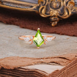 Classic 4 Prong Kite Cut Peridot Engagement Ring - Additional view
