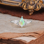 Classic 4 Prong Kite Cut Fire Opal Engagement Ring - Additional view