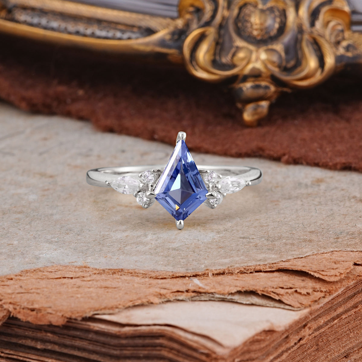 Classic 4 Prong Kite Cut Tanzanite Engagement Ring - Additional view
