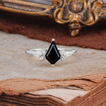 Classic 4 Prong Kite Cut Black Onyx Engagement Ring - Additional view