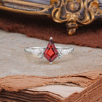 Classic 4 Prong Kite Cut Garnet Engagement Ring - Additional view