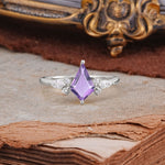 Classic 4 Prong Kite Cut Amethyst Engagement Ring - Additional view