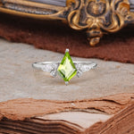 Classic 4 Prong Kite Cut Peridot Engagement Ring - Additional view