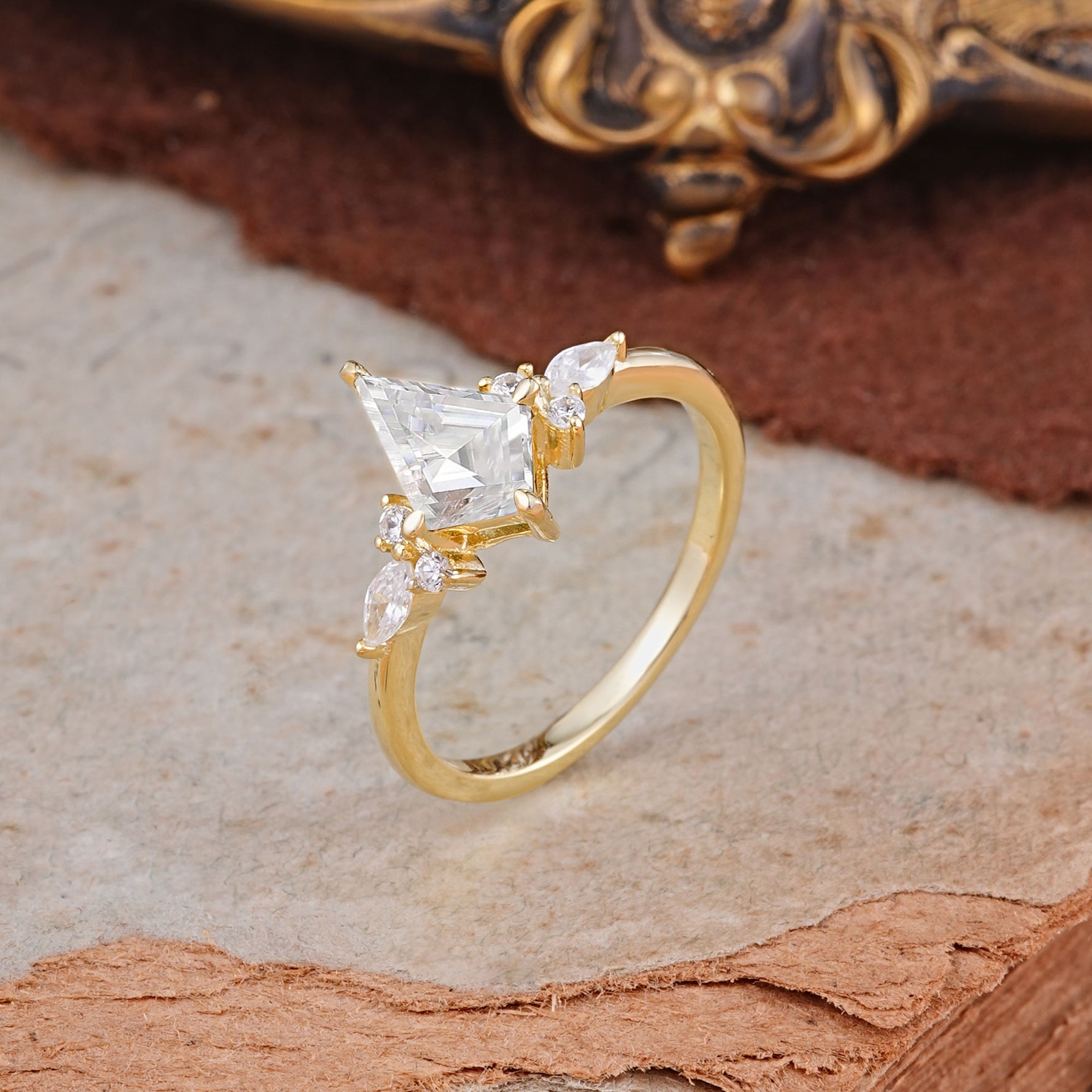 Classic 4 Prong Kite Cut Moissanite Engagement Ring - Additional view