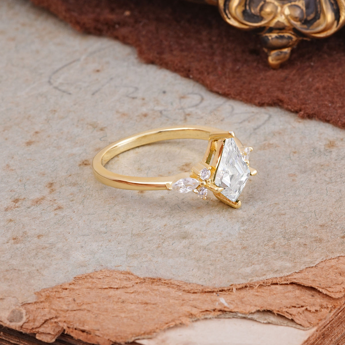 Classic 4 Prong Kite Cut Moissanite Engagement Ring - Additional view