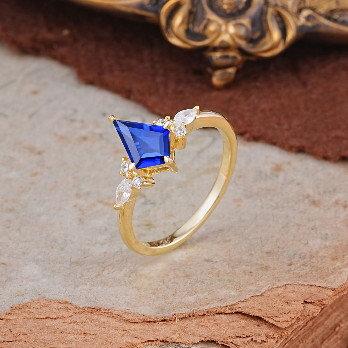 Classic 4 Prong Kite Cut Sapphire Engagement Ring - Additional view