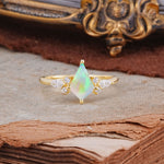Classic 4 Prong Kite Cut Fire Opal Engagement Ring - Additional view