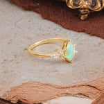 Classic 4 Prong Kite Cut Fire Opal Engagement Ring - Additional view