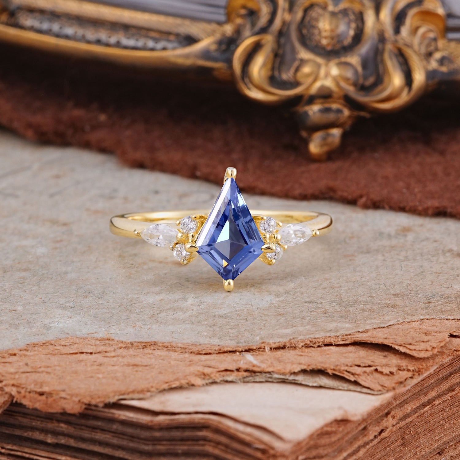 Classic 4 Prong Kite Cut Tanzanite Engagement Ring - Additional view